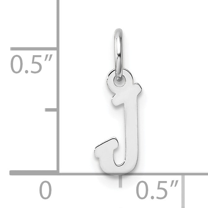 14k White Gold Small Script Letter J Initial Charm