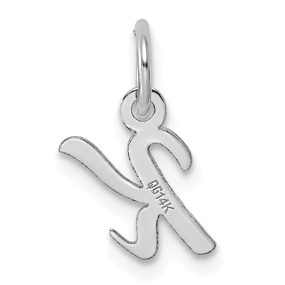 14k White Gold Small Script Letter K Initial Charm