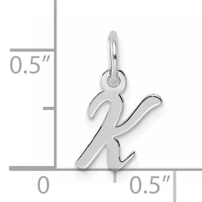 14k White Gold Small Script Letter K Initial Charm