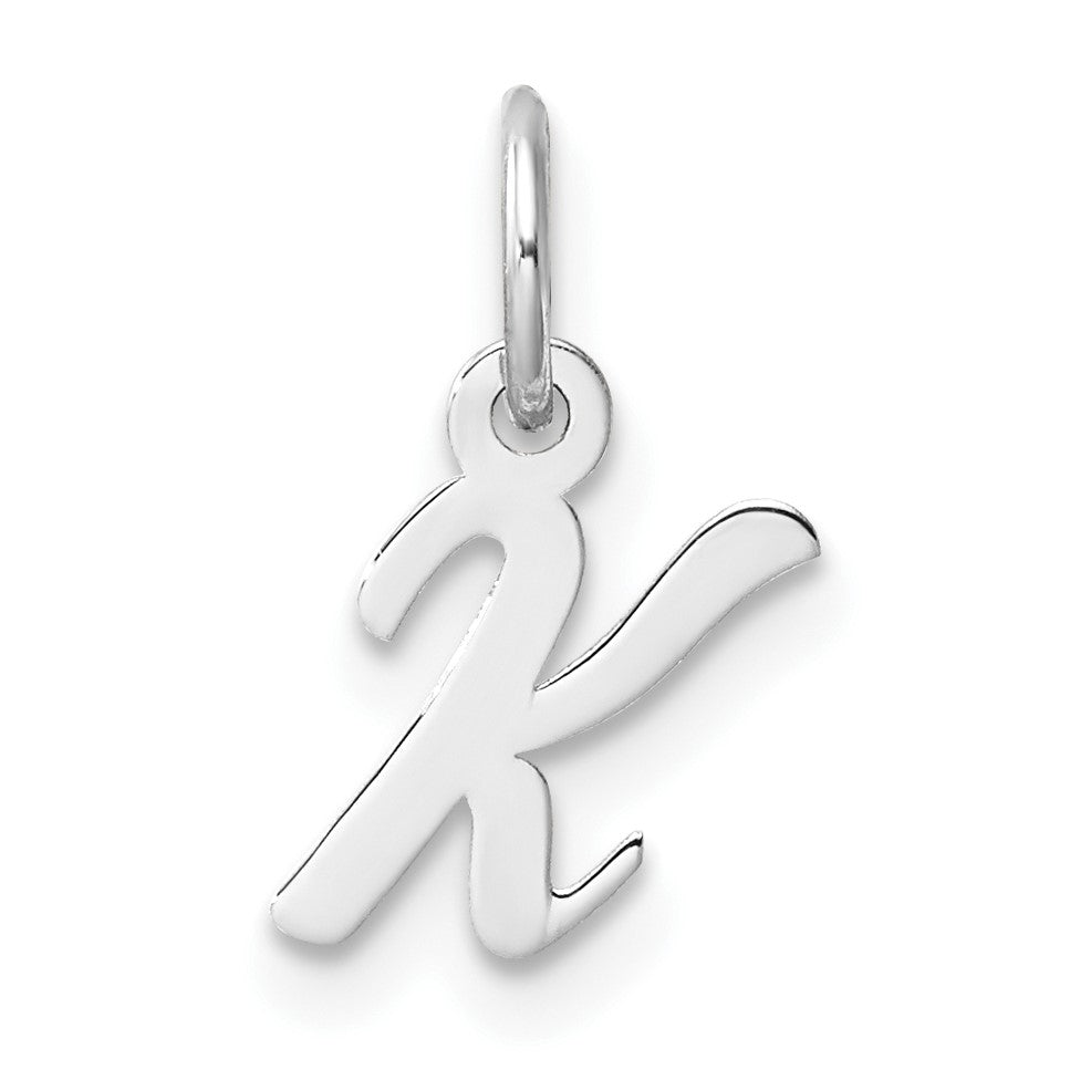 14k White Gold Small Script Letter K Initial Charm