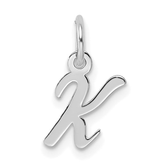 14k White Gold Small Script Letter K Initial Charm