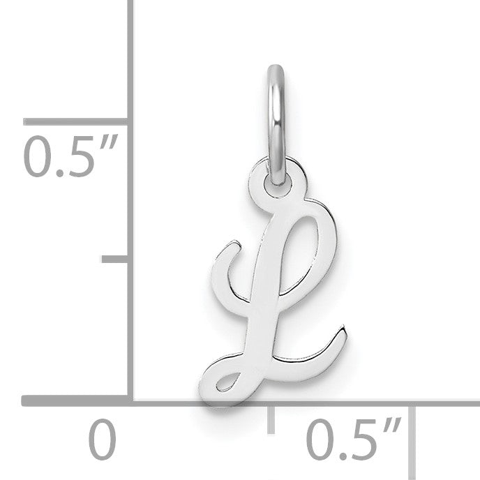 14k White Gold Small Script Letter L Initial Charm