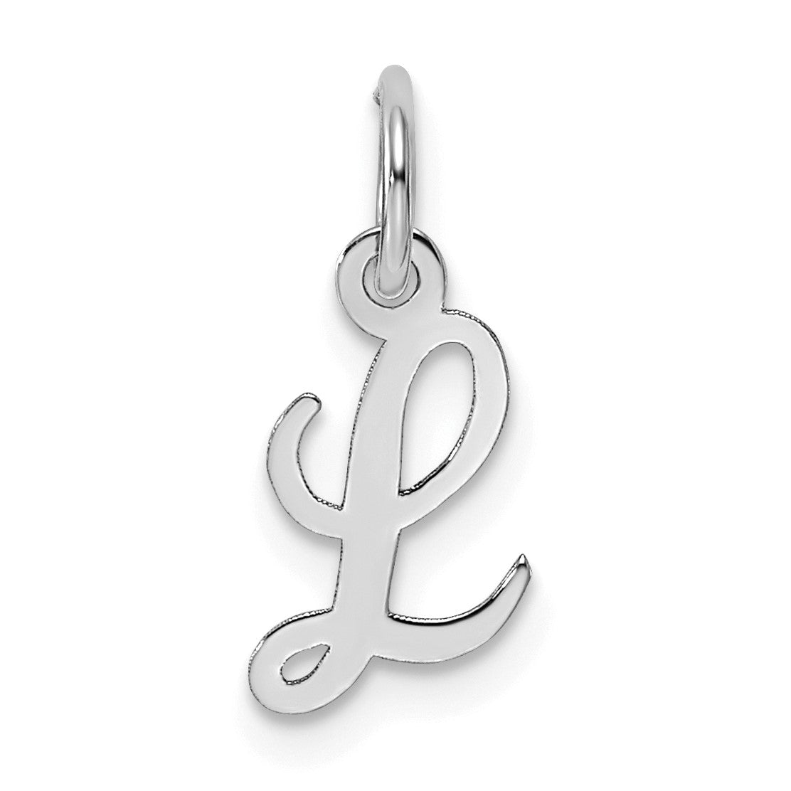 14k White Gold Small Script Letter L Initial Charm