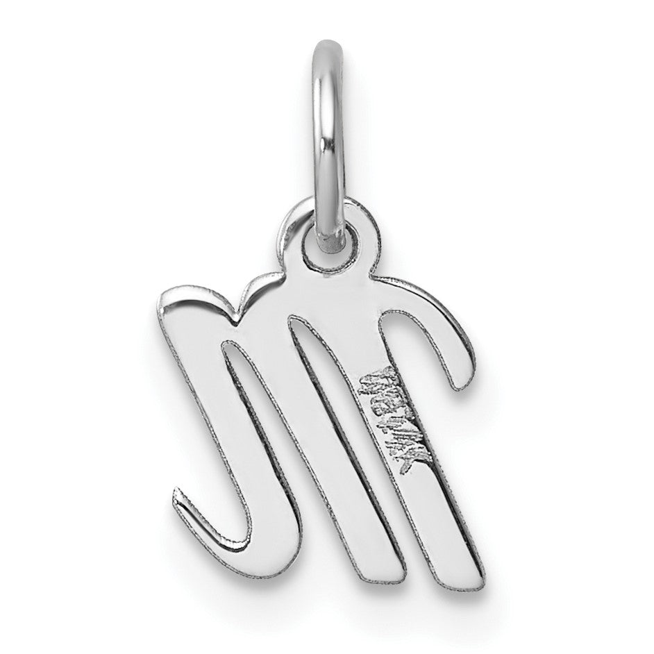 14k White Gold Small Script Letter M Initial Charm
