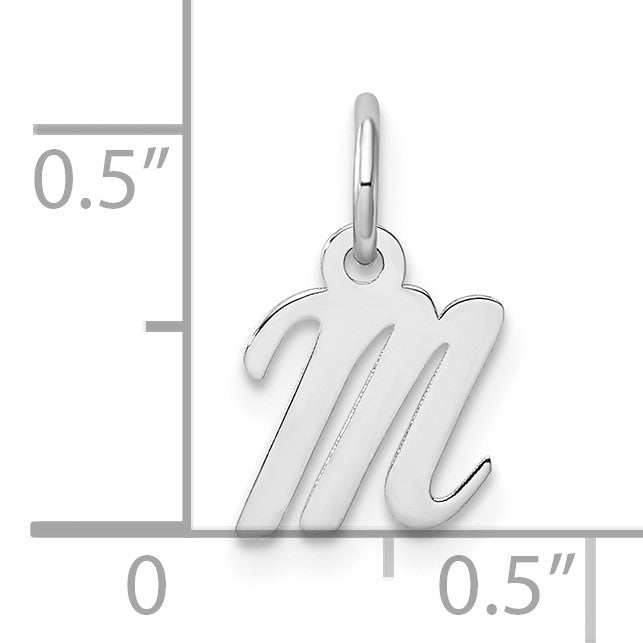 14k White Gold Small Script Letter M Initial Charm
