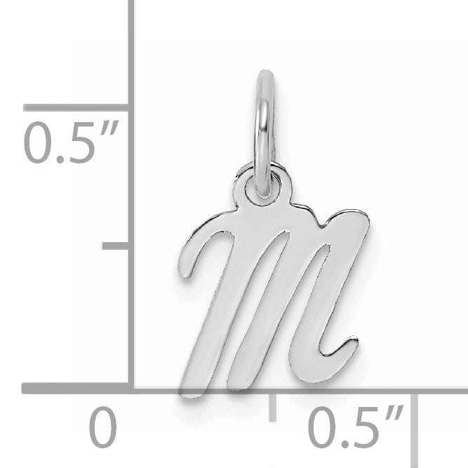 14k White Gold Small Script Letter M Initial Charm