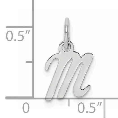 14k White Gold Small Script Letter M Initial Charm