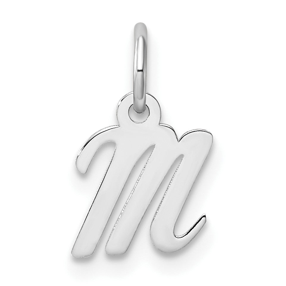 14k White Gold Small Script Letter M Initial Charm