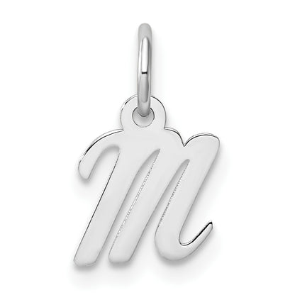 14k White Gold Small Script Letter M Initial Charm