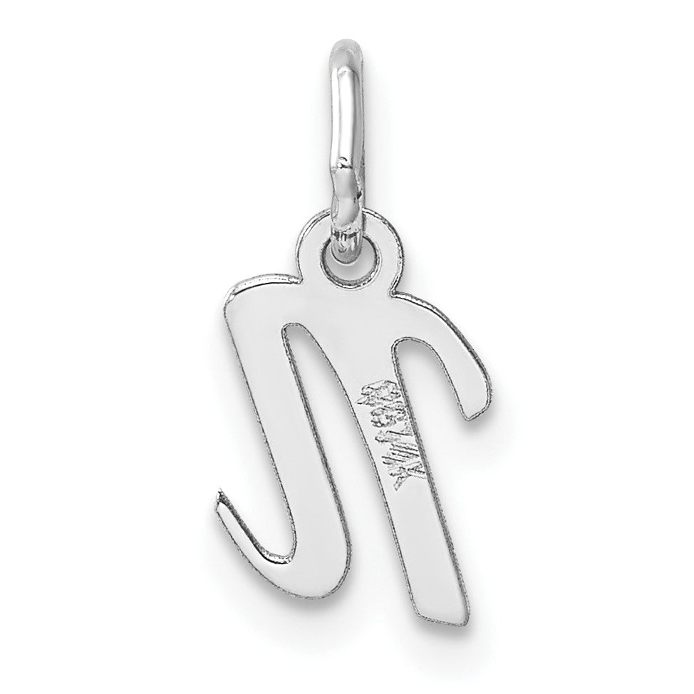 14k White Gold Small Script Letter N Initial Charm