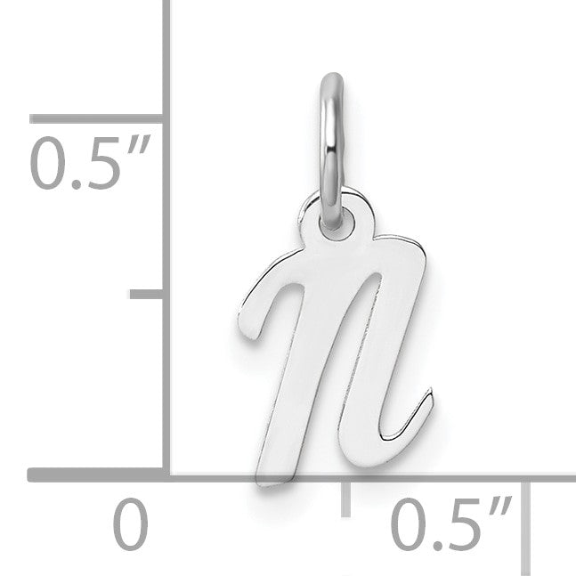 14k White Gold Small Script Letter N Initial Charm