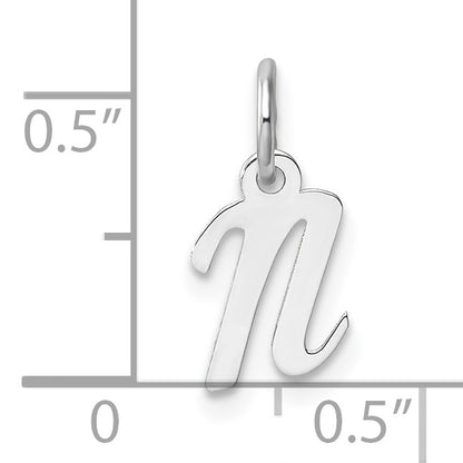 14k White Gold Small Script Letter N Initial Charm