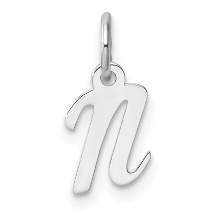 14k White Gold Small Script Letter N Initial Charm