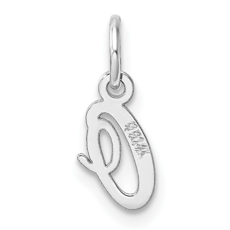 14k White Gold Small Script Letter O Initial Charm