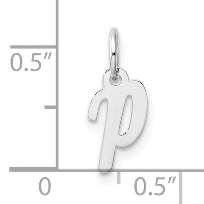 14k White Gold Small Script Letter P Initial Charm