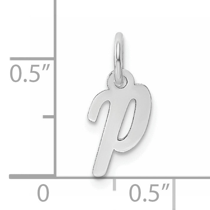 14k White Gold Small Script Letter P Initial Charm