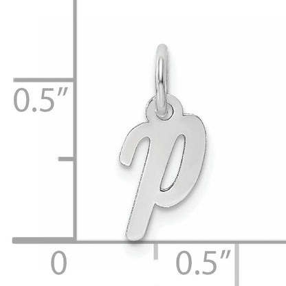 14k White Gold Small Script Letter P Initial Charm