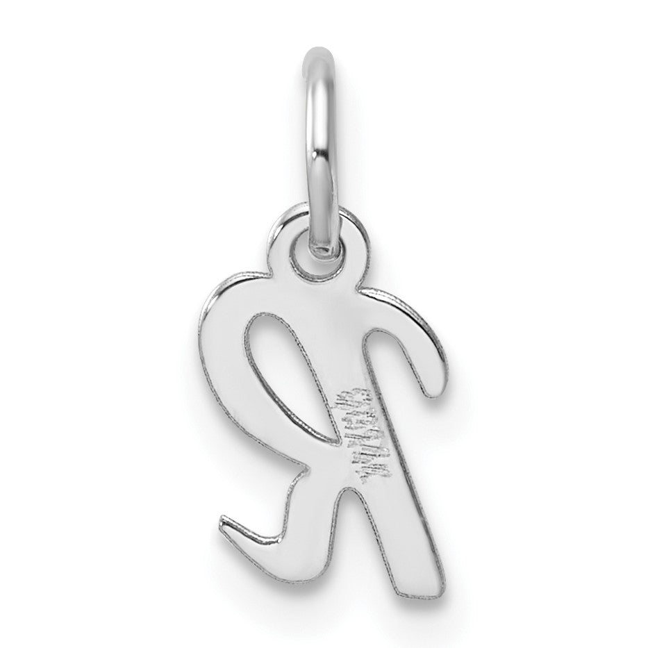14k White Gold Small Script Letter R Initial Charm