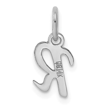 14k White Gold Small Script Letter R Initial Charm