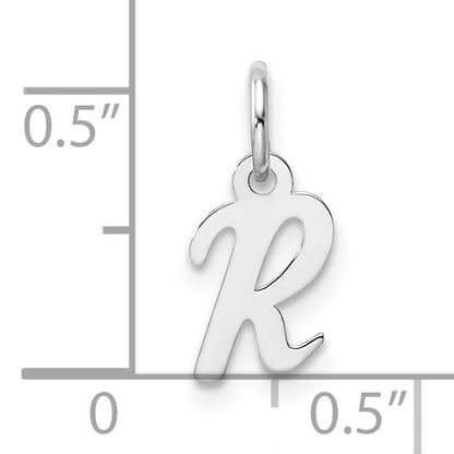 14k White Gold Small Script Letter R Initial Charm