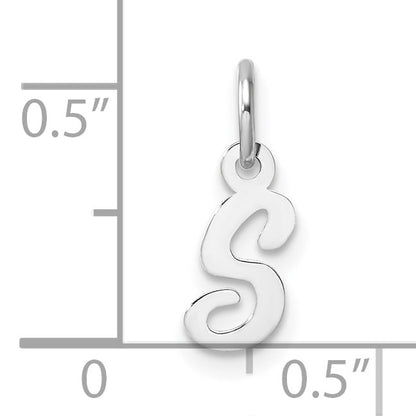14k White Gold Small Script Letter S Initial Charm