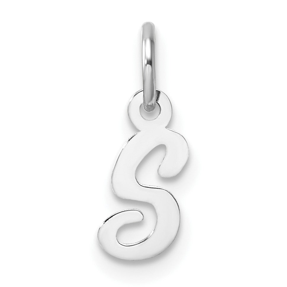 14k White Gold Small Script Letter S Initial Charm
