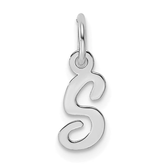 14k White Gold Small Script Letter S Initial Charm