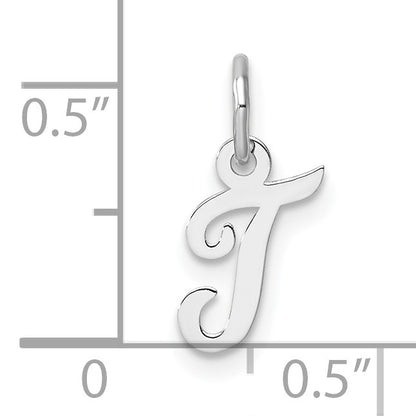 14k White Gold Small Script Letter T Initial Charm