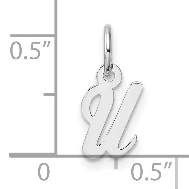14k White Gold Small Script Letter U Initial Charm