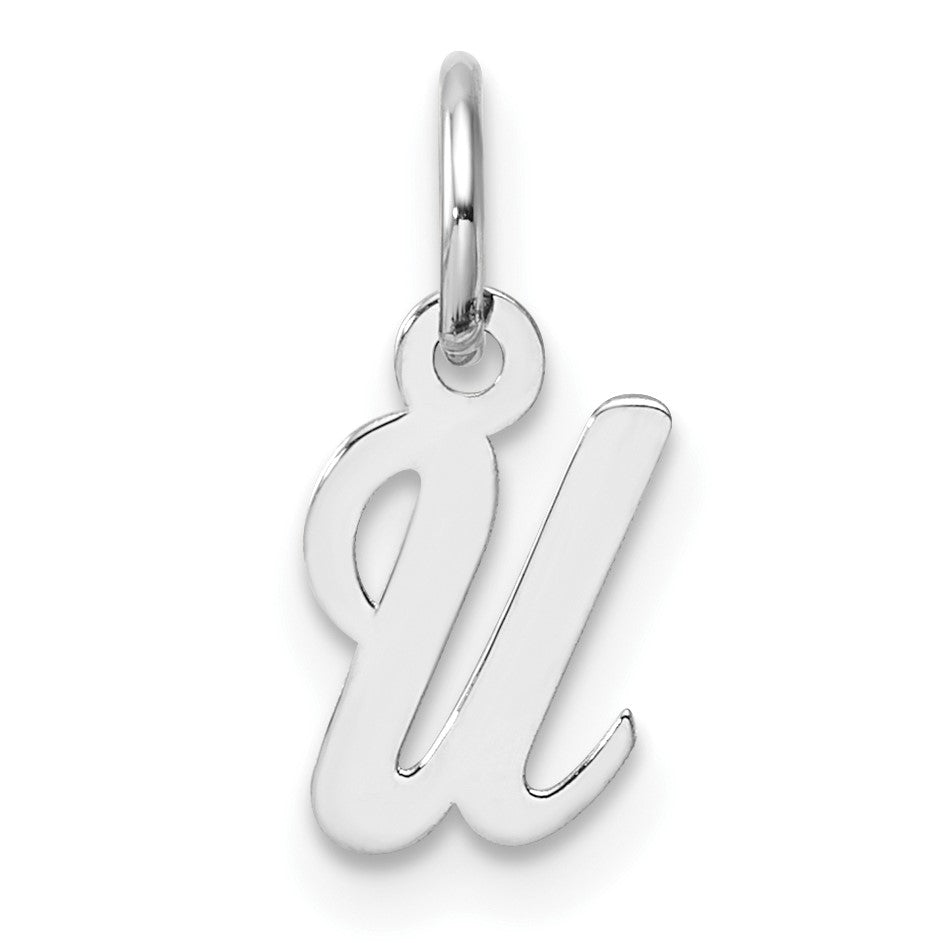 14k White Gold Small Script Letter U Initial Charm