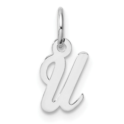 14k White Gold Small Script Letter U Initial Charm
