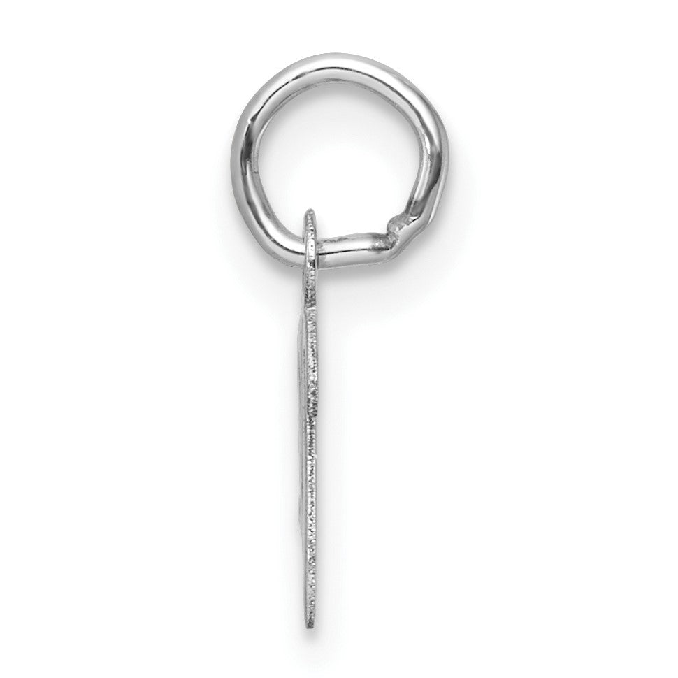 14k White Gold Small Script Letter V Initial Charm