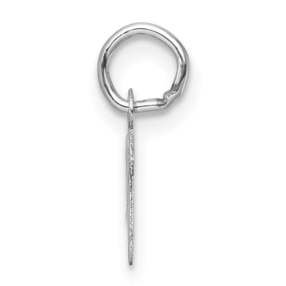 14k White Gold Small Script Letter V Initial Charm