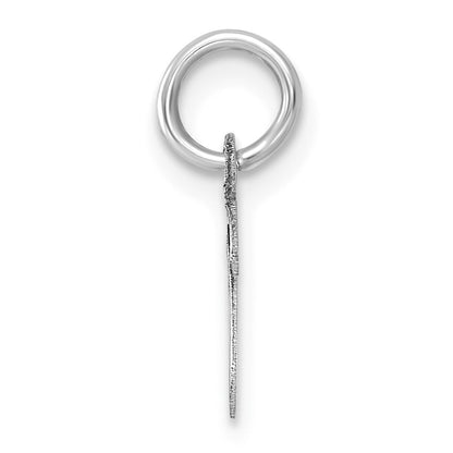 14k White Gold Small Script Letter V Initial Charm