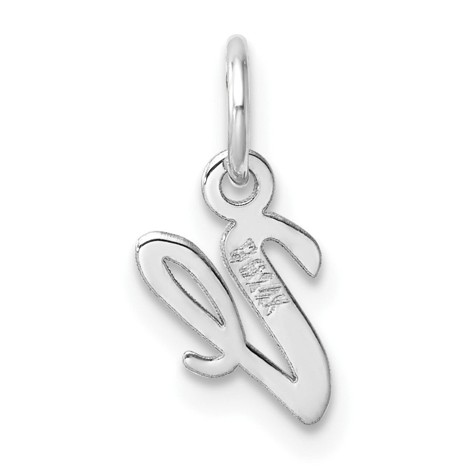 14k White Gold Small Script Letter V Initial Charm