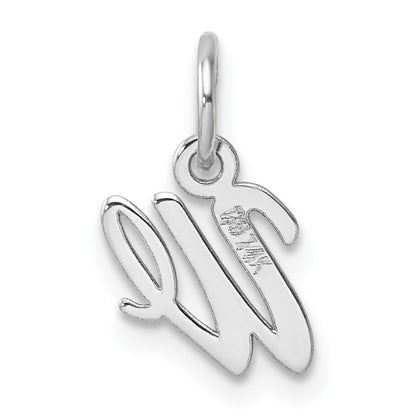 14k White Gold Small Script Letter W Initial Charm