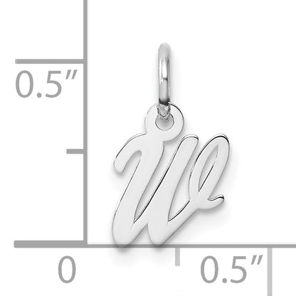 14k White Gold Small Script Letter W Initial Charm