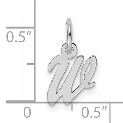 14k White Gold Small Script Letter W Initial Charm