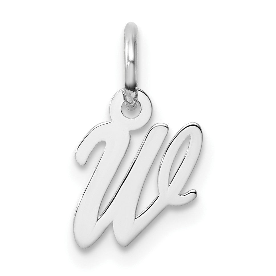 14k White Gold Small Script Letter W Initial Charm
