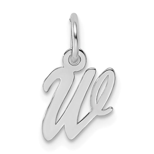 14k White Gold Small Script Letter W Initial Charm