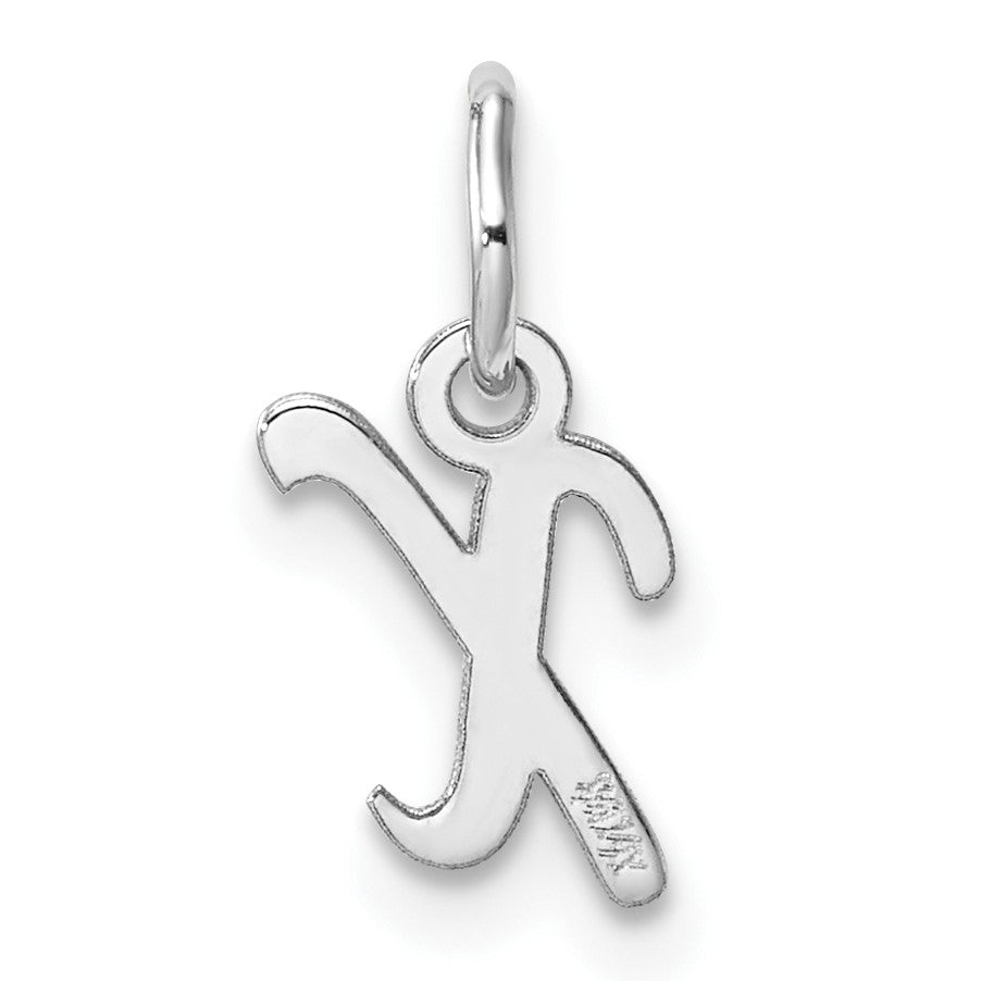 14k White Gold Small Script Letter X Initial Charm