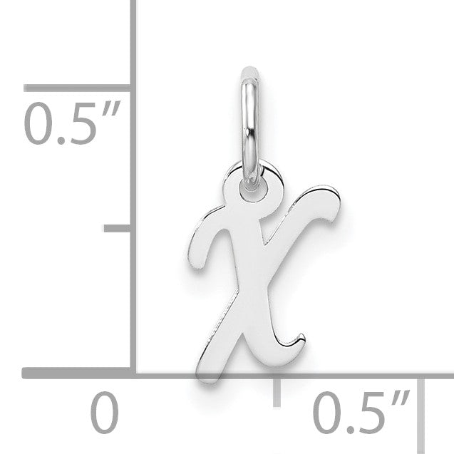 14k White Gold Small Script Letter X Initial Charm