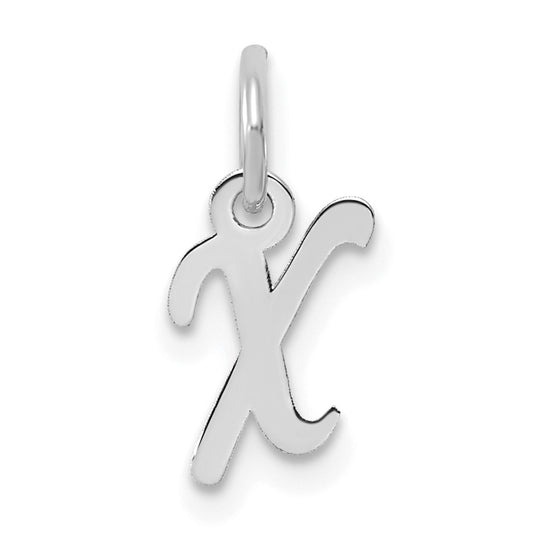 14k White Gold Small Script Letter X Initial Charm