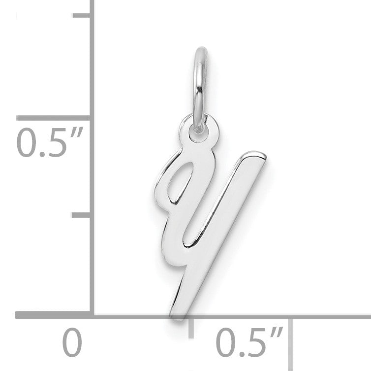14k White Gold Small Script Letter Y Initial Charm