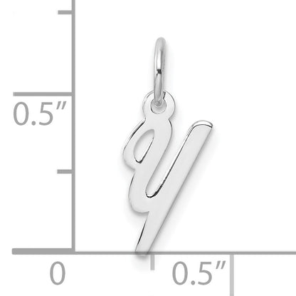 14k White Gold Small Script Letter Y Initial Charm
