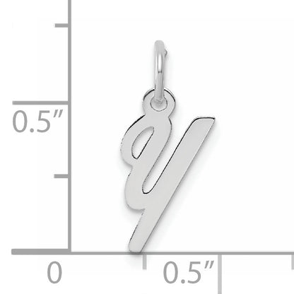 14k White Gold Small Script Letter Y Initial Charm