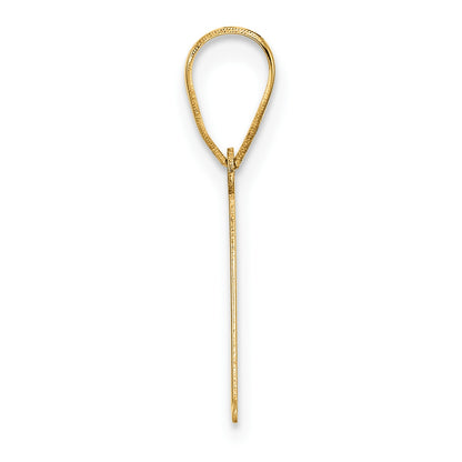 14k Polished Etched Letter A Initial Pendant