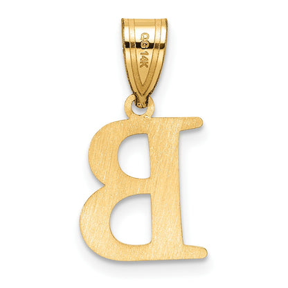 14k Polished Etched Letter B Initial Pendant