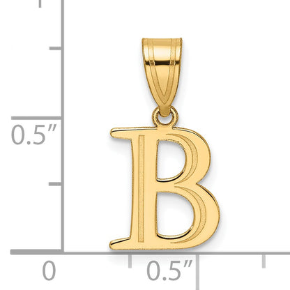 14k Polished Etched Letter B Initial Pendant