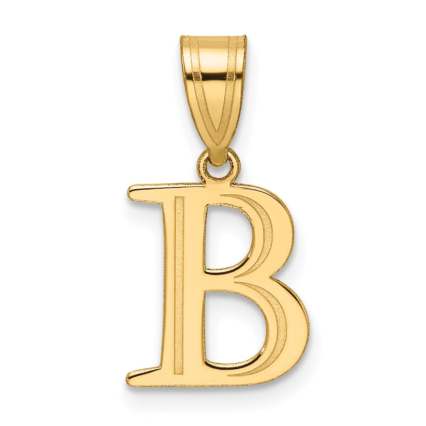 14k Polished Etched Letter B Initial Pendant